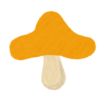 オレンジしいたけキノコのイラスト　クレヨン風　ⒸAtelier Funipo